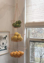Load image into Gallery viewer, Fox Run 5211 3-Tier Copper Kitchen Hanging Fruit Baskets, 32 Inches
