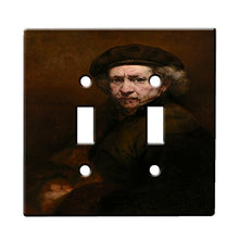 Load image into Gallery viewer, Rembrandt Van Rijn Self Portrait - Decor Double Switch Plate Cover Metal
