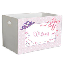 Load image into Gallery viewer, MyBambino Personalized Ballet Princess Childrens Nursery White Open Toy Box
