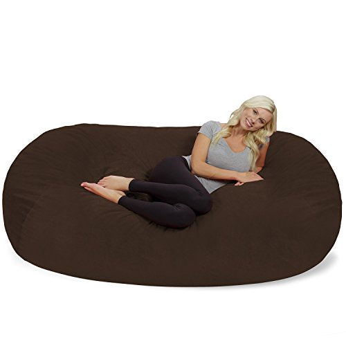 Chill Sack Bean Bag Chair: Huge 7.5' Memory Foam Furniture Bag and Large Lounger - Big Sofa with Soft Micro Fiber Cover - Brown Pebble