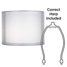 Load image into Gallery viewer, Silver and White Double Sheer Small Drum Lamp Shade 12&quot; Top x 12&quot; Bottom x 9&quot; High (Spider) Replacement with Harp and Finial - Springcrest
