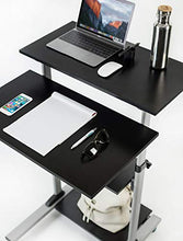 Load image into Gallery viewer, Mount-It! Mobile Standing Desk/Height Adjustable Stand Up Computer Work Station | Rolling Presentation Cart with 27.5 Inch Wide Platform, Locking Wheels
