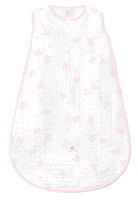 SwaddleDesigns Cotton Muslin Sleeping Sack, Pastel Pink Butterflies, Small 0-6 Months, Wearable Blanket with 2-way Zipper