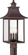 Load image into Gallery viewer, Quoizel CCR9010CU Chancellor Outdoor Lantern Post Mount, 3-Light, 180 Watts, Copper Bronze (22&quot; H x 10&quot; W)
