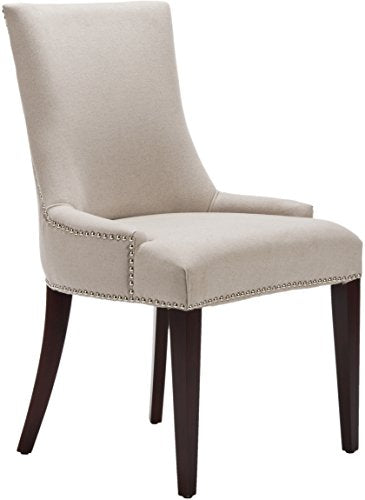Safavieh Mercer Collection Eva Linen Dining Chair with Trim Nail Head, Beige