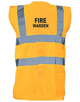 Fire Warden, Printed Hi-Vis Vest Waistcoat - Orange/Black XL