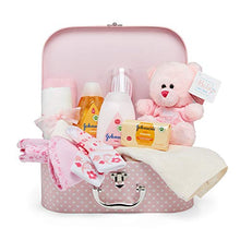 Load image into Gallery viewer, Baby Gift Set  Keepsake Box in Pink with Baby Clothes, Teddy Bear and Gifts for a Baby Girl

