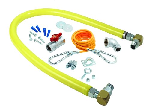 T&S Brass HG-2D-36SK Gas Hose with Free Spin Fittings, 3/4-Inch Npt, 36-Inch Long, Installation Kit and Swivelink Fittings
