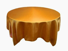 Load image into Gallery viewer, Tablecloth Satin Round Seamless 59 Inch Gold By Broward Linens
