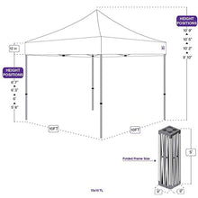 Load image into Gallery viewer, Impact 10&#39; x 10&#39; Pop Up Canopy Tent, Recreational Grade Steel Frame Includes 4 Weight Bags and Roller Bag, Black
