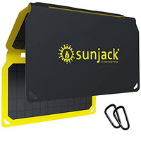SunJack 25 Watt Foldable Weatherproof ETFE Monocrystalline Solar Panel Charger with USB-C and USB-A for Cell Phones, Tablets and Portable for Backpacking, Camping, Hiking and More
