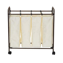 Load image into Gallery viewer, Household Essentials 7173 Rolling Quad Laundry Sorter with Removable Hamper Bags | Antique Bronze Frame
