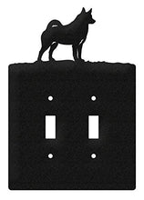 Load image into Gallery viewer, SWEN Products Norwegian Elkhound Wall Plate Cover (Double Switch, Black)
