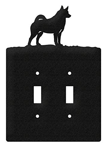 SWEN Products Norwegian Elkhound Wall Plate Cover (Double Switch, Black)