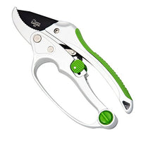 Cate's Garden Ratchet Pruning Shears 8 Easy Action Anvil-Type Pruners Designed for Effortless Trimming of Hedges and Tree Limbs - Heavy Duty SK5 High Carbon Blades for Long-Lasting Durability