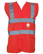 Load image into Gallery viewer, First Aid Cross, Printed Hi-Vis Vest Waistcoat - Red/White L
