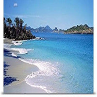 GREATBIGCANVAS Entitled Waves Crashing on The Beach, Turtle Bay, Caneel Bay, St. John, US Virgin Islands Poster Print, 90