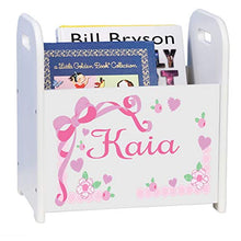 Load image into Gallery viewer, MyBambino Personalized Pink Bow Kids Storage Shelf Organizer Baby Room Bookcase Nursery
