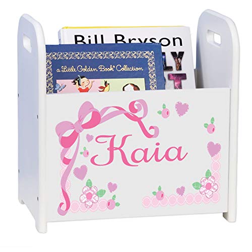 MyBambino Personalized Pink Bow Kids Storage Shelf Organizer Baby Room Bookcase Nursery