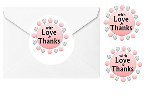 90ct Cakesupplyshop Item#235- Thank you (with Love and Thanks) Stickers - Red