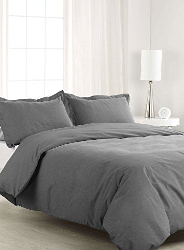 200 Thread Count California King Size Duvet Cover 100% Egyptian Cotton Premium Quality Solid Pattern Gray