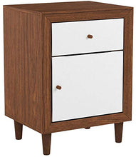 Load image into Gallery viewer, Baxton Furniture Studios Harlow Mid-Century Wood 1 Drawer and 1 Door Nightstand, Medium, White and Walnut
