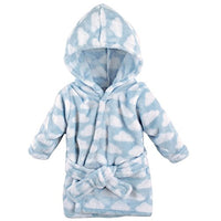 Hudson Baby Unisex Baby Plush Animal Face Robe, Blue Clouds, One Size, 0-9 Months