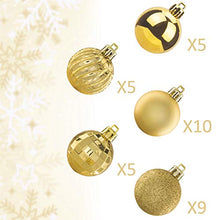 Load image into Gallery viewer, KI Store 34ct Christmas Ball Ornaments 1.57&quot; Small Shatterproof Christmas Decorations Tree Balls for Holiday Wedding Party Decoration, Tree Ornaments Hooks Included (40mm Gold)
