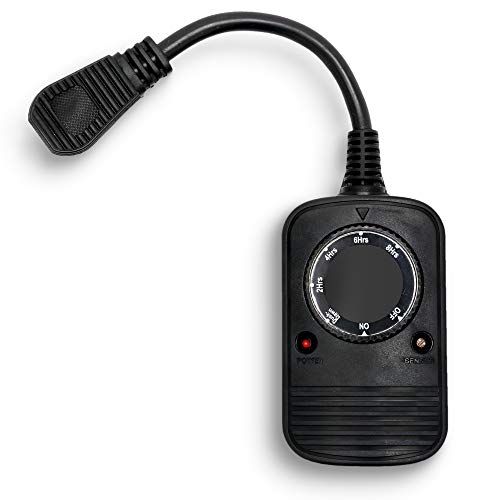 Austin Light Co. - 1 Socket - Outdoor Outlet Timer with Photocell Light Sensor, Weatherproof - Black - UL Listed. Commercial Grade. Great for Christmas, Holiday Lights, Patio, Backyard, Home