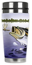 Load image into Gallery viewer, Mugzie &quot;Fish &amp; Dragonfly&quot; Stainless Steel Travel Mug with Insulated Wetsuit Cover, 20 oz, Black
