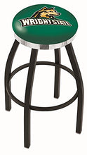 Load image into Gallery viewer, 25&quot; L8B2C - Black Wrinkle Wright State Swivel Bar Stool with Chrome Accent Ring by The Holland Bar Stool Company
