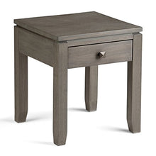 Load image into Gallery viewer, Simpli Home INT-AXCCOS-END-FG Cosmopolitan Solid Wood 18 inch Wide Square Contemporary End Side Table in Farmhouse Grey
