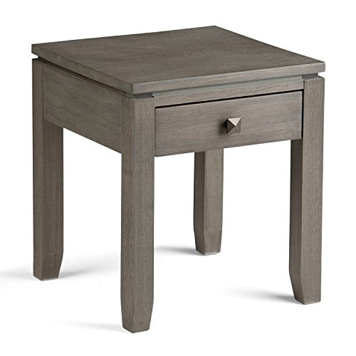 Simpli Home INT-AXCCOS-END-FG Cosmopolitan Solid Wood 18 inch Wide Square Contemporary End Side Table in Farmhouse Grey