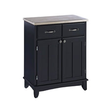Load image into Gallery viewer, Home Styles Buffet of Buffets Black with 18-gauge Stainless Steel Top, Two Drawers, Two Wood Panel Doors, Brushed Steel Hardware, and Adjustable Shelf
