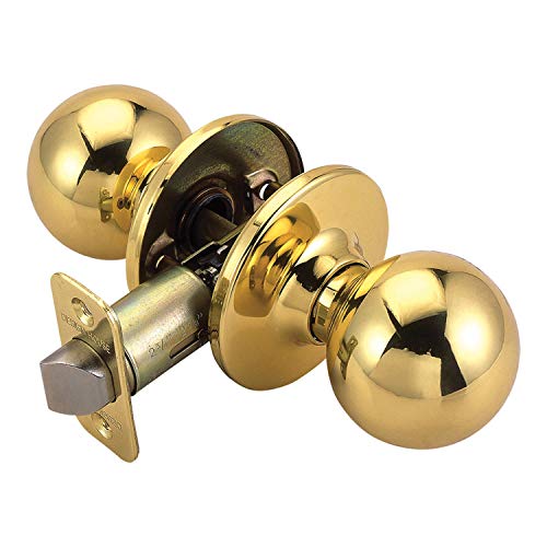 Design House 782912 Ball 2-Way Adjustable Passage Door Knob, Polished Brass