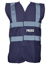 Load image into Gallery viewer, Press, Printed Hi-Vis Vest Waistcoat - Navy/White M
