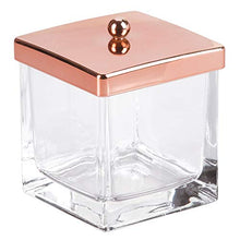 Load image into Gallery viewer, InterDesign Casilla Makeup and Cosmetic Storage Canister Container with Lid for Bathroom Vanity or Countertop  Clear/Rose Gold
