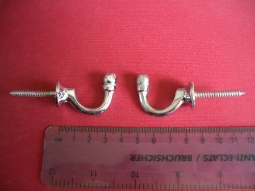 The Home Fusion Company Pair Chrome Ball End Curtain Tie Back Hold Hooks