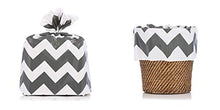 Load image into Gallery viewer, Reusable Dark Gray Chevron Zig-Zag Christmas Plastic Gift Wrap Bags - Reuse as Pretty Trash Bags - 10 Count - 21&quot; X 24&quot; - Metallic Ties
