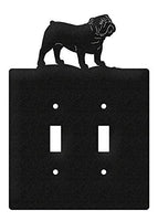 SWEN Products English Bulldog Wall Plate Cover (Double Switch, Black)