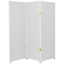 Load image into Gallery viewer, 4 ft. Short Woven Fiber Folding Screen - White - 3 Panel
