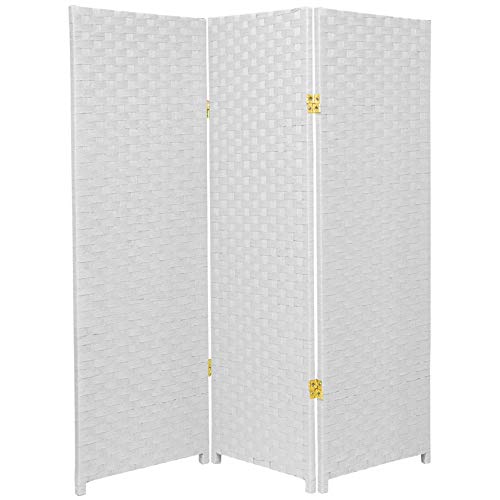 4 ft. Short Woven Fiber Folding Screen - White - 3 Panel