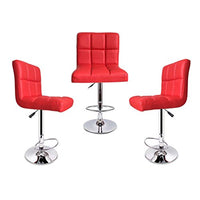 Wakrays Set of 2 Modern Synthetic Leather Pub Design Chair Adjustable Barstools Swivel Hydraulic Bar Stool, Red