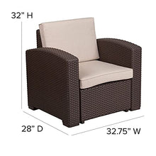 Load image into Gallery viewer, Flash Furniture Chocolate Brown Faux Rattan Chair with All-Weather Beige Cushion
