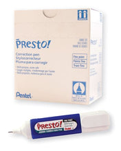 Load image into Gallery viewer, Pentel Presto! Jumbo Correction Pen, Fine Point, Metal Tip, Box of 12 (ZL31-W)
