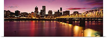 Load image into Gallery viewer, GREATBIGCANVAS Entitled Skyscrapers lit up at Sunset, Willamette River, Portland, Oregon, USA, 1994 Poster Print, 48&quot; x 16&quot;, Multicolor
