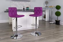 Load image into Gallery viewer, Flash Furniture Contemporary Button Tufted Purple Vinyl Adjustable Height Barstool with Chrome Base
