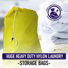 Load image into Gallery viewer, Super Extra Large Huge Heavy Duty Nylon Laundry Storage bags with drawstring, Durable, Machine Washable 40&quot; x 50&quot;, choose the color (Yellow)

