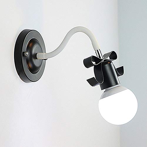 Ladiqi Adjustable Wall Sconce Wall Lamp Lighting Fixture with Lovely Metal Bowknot for Girls Bedroom Bathroom (Black)