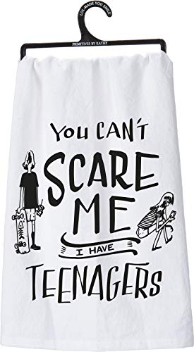 Primitives by Kathy LOL Made You Smile Dish Towel, 28 x 28-Inches, You Can't Scare Me